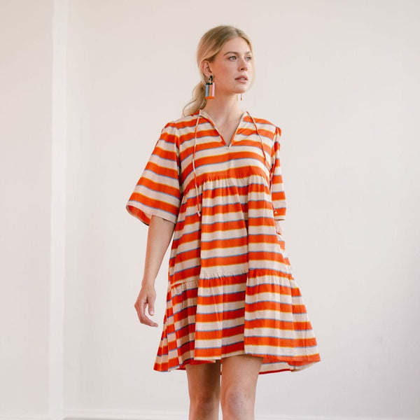 ドルチェ&ガッバーナ★Striped Charmeuse Pleated Hem Dress Fuchsia Stripe Pleated Halter Maxi Dress - James Ascher