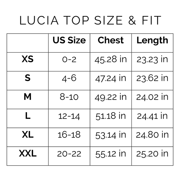 Sunshine Tienda® Island Blooms Lucia Top #sizechart