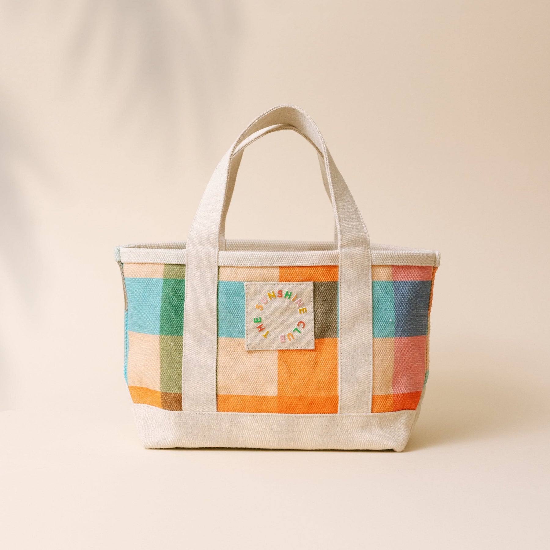 Sunshine Tienda® Mini Rainbow Plaid Canvas Tote
