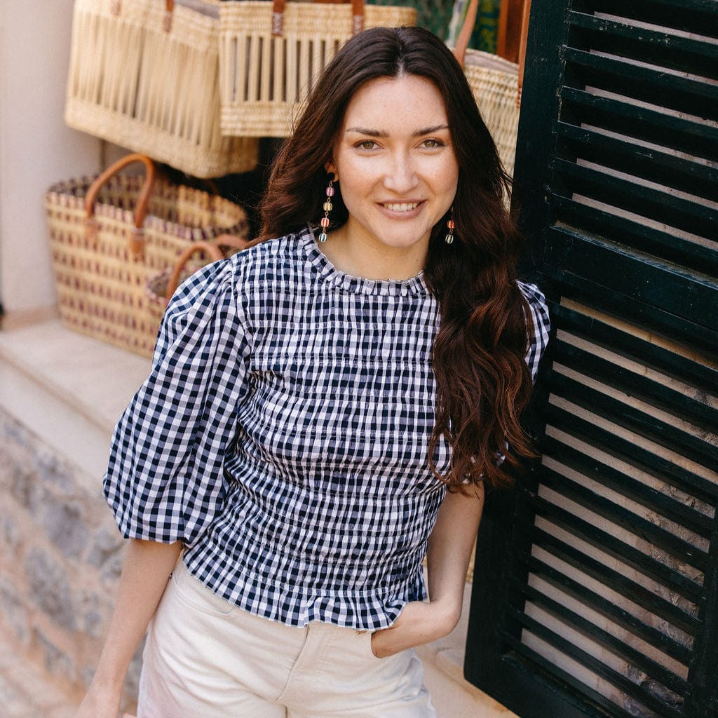 Navy Gingham Hali Top – Sunshine Tienda®