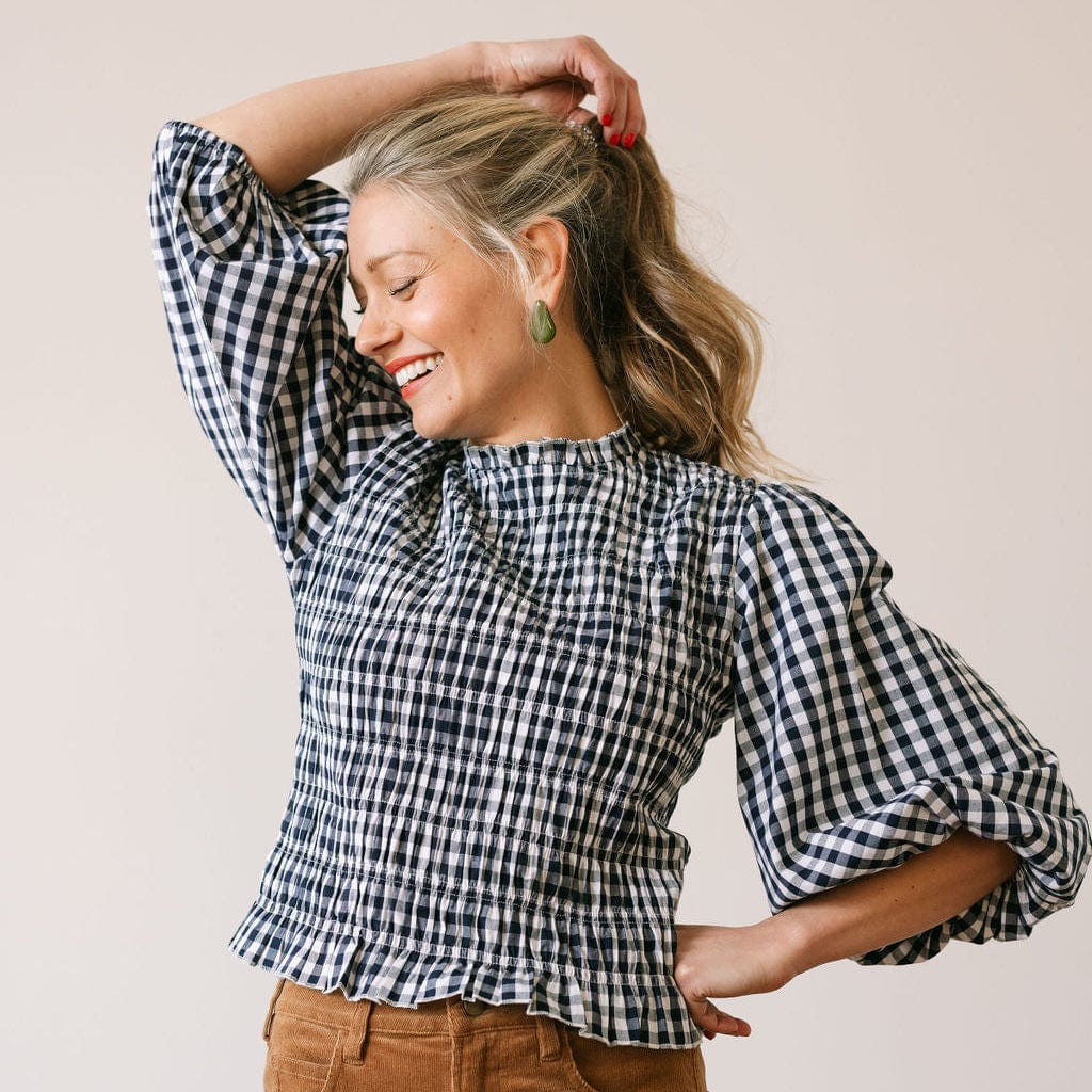 Navy Gingham Hali Top – Sunshine Tienda®