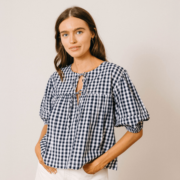 Navy Gingham Mira Top – Sunshine Tienda®