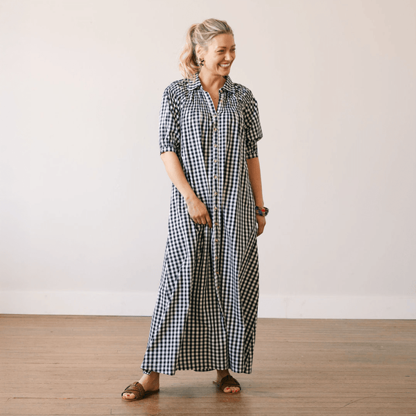 old navy gingham dress Navy Gingham Oasis Dress S