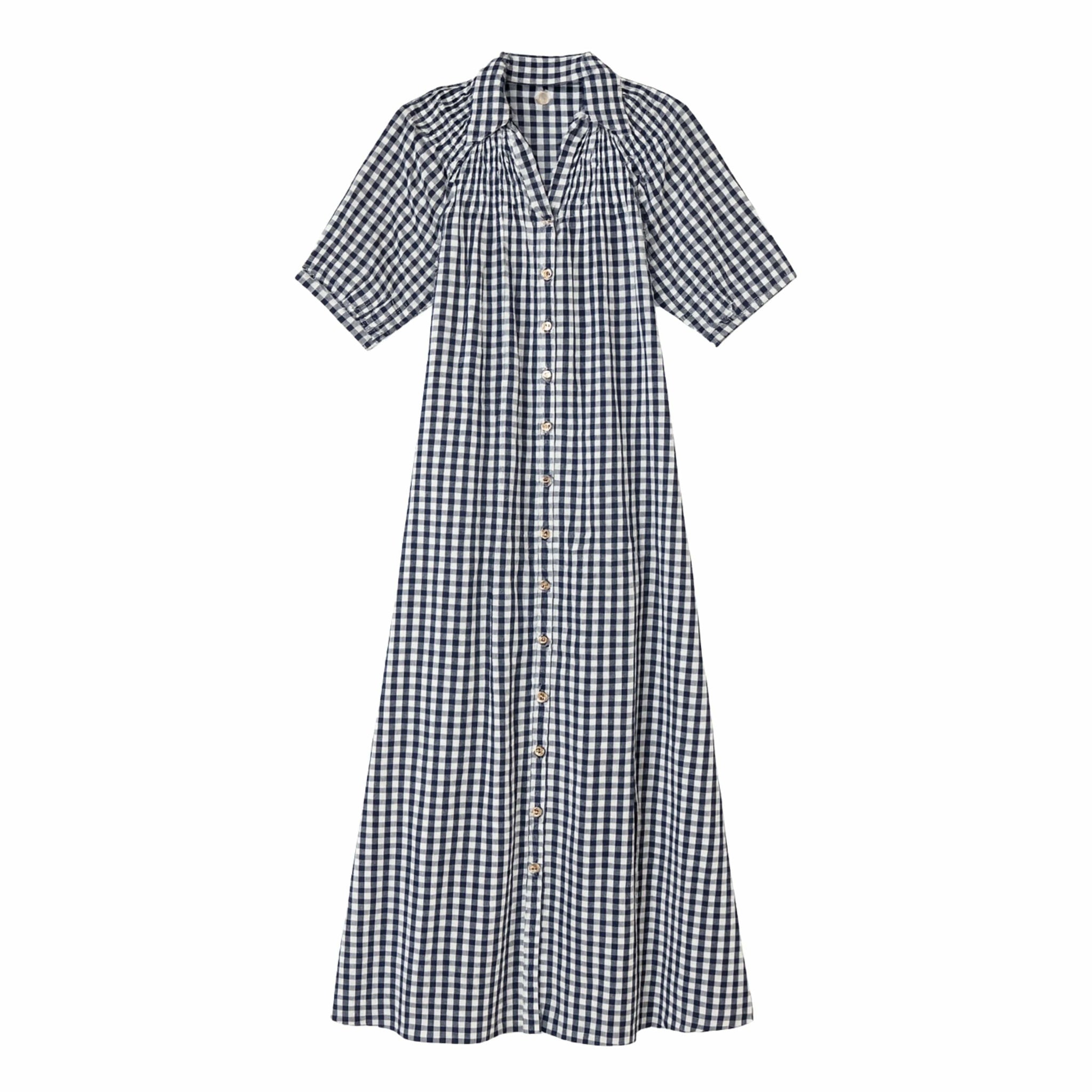 Navy Gingham Oasis Dress S Navy Gingham Oasis Dress S