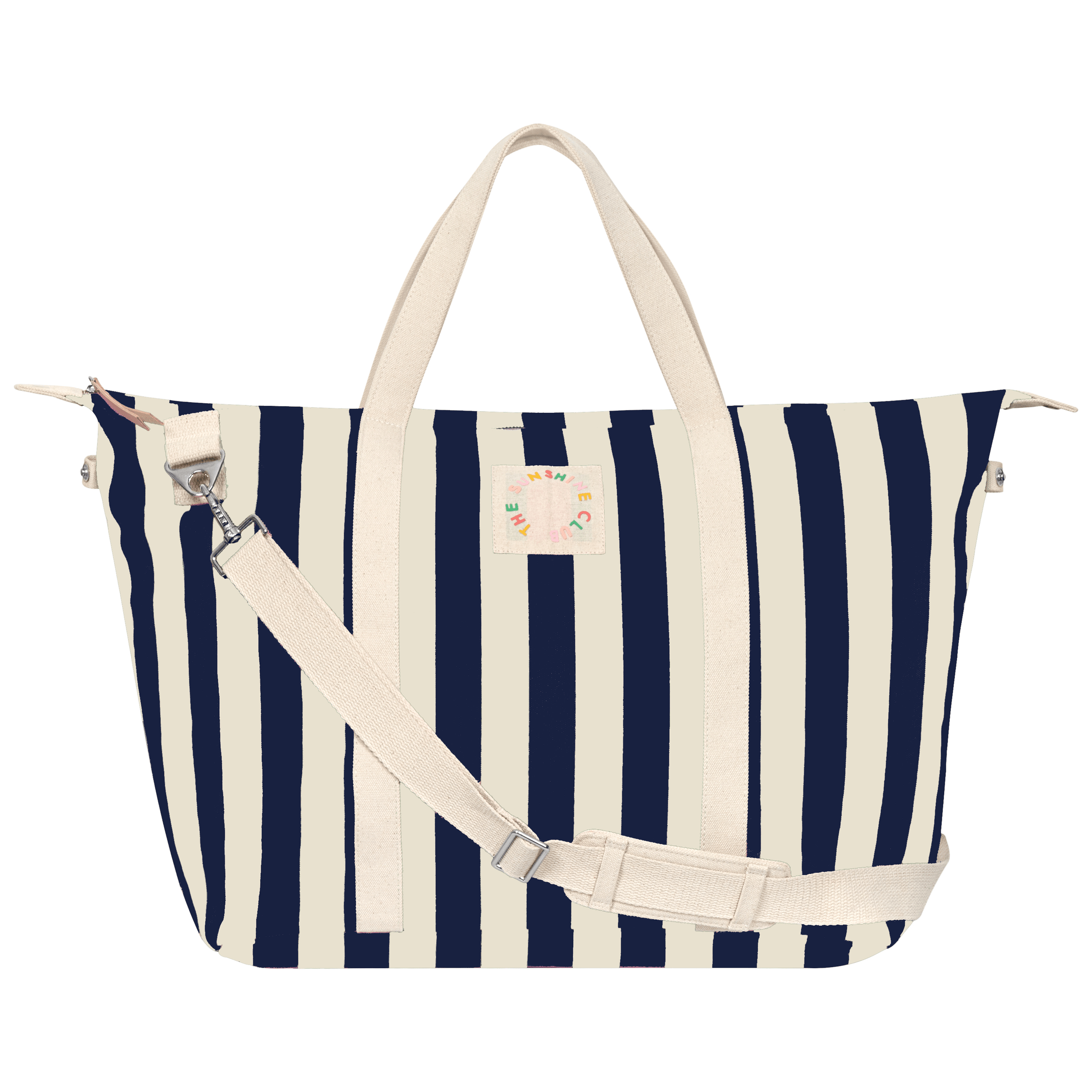 Navy Stripe Canvas Weekender – Sunshine Tienda® Navy Stripe Canvas Weekender – Sunshine Tienda®