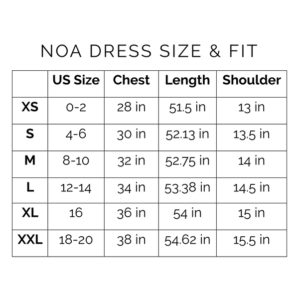 Sunshine Tienda® Olive Noa Dress #sizechart