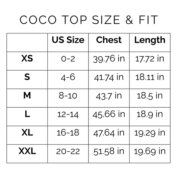 Sunshine Tienda® Orchid Pinstripe Coco Top #sizechart