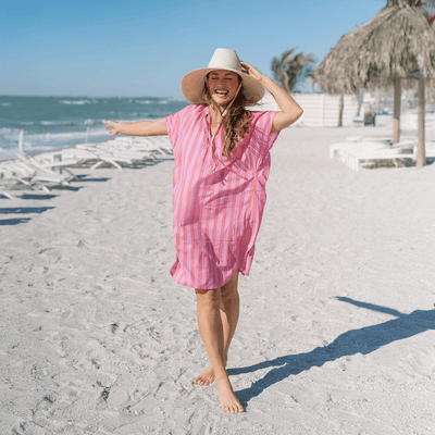 Sunshine Tienda® Orchid Pinstripe Cove Cover-Up