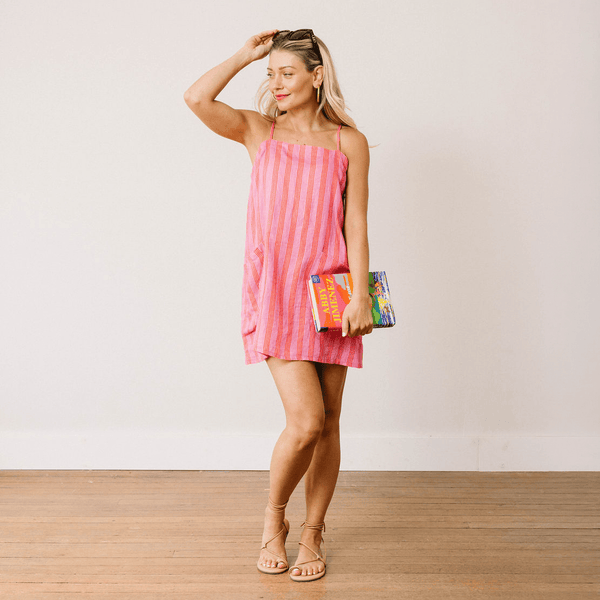 Orchid Pinstripe Grotto Dress M