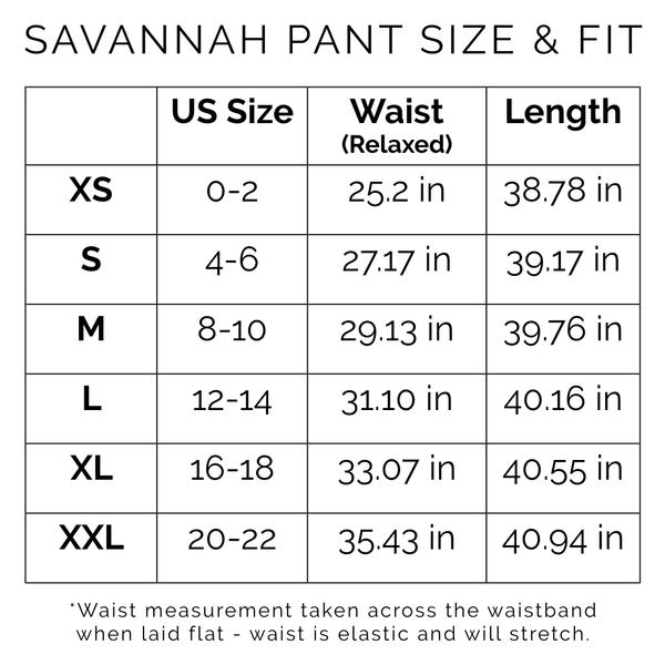 Sunshine Tienda® Orchid Pinstripe Savannah Pant #sizechart

