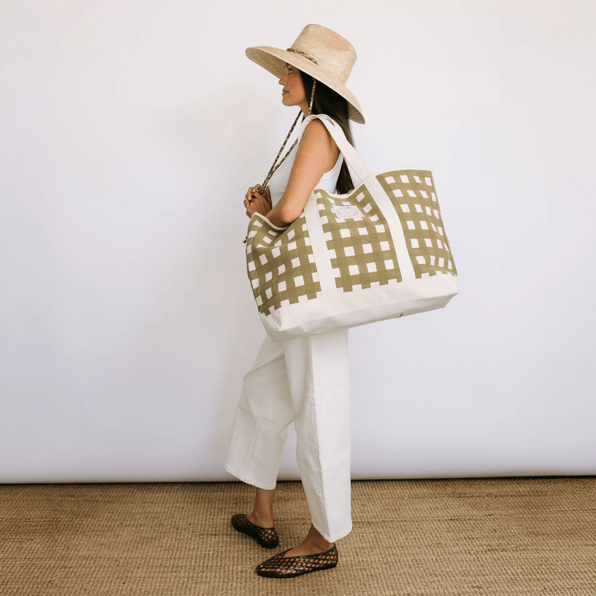 Sunshine Tienda® Painted Gingham Canvas Tote