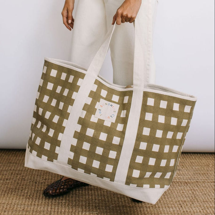 Sunshine Tienda® Painted Gingham Canvas Tote