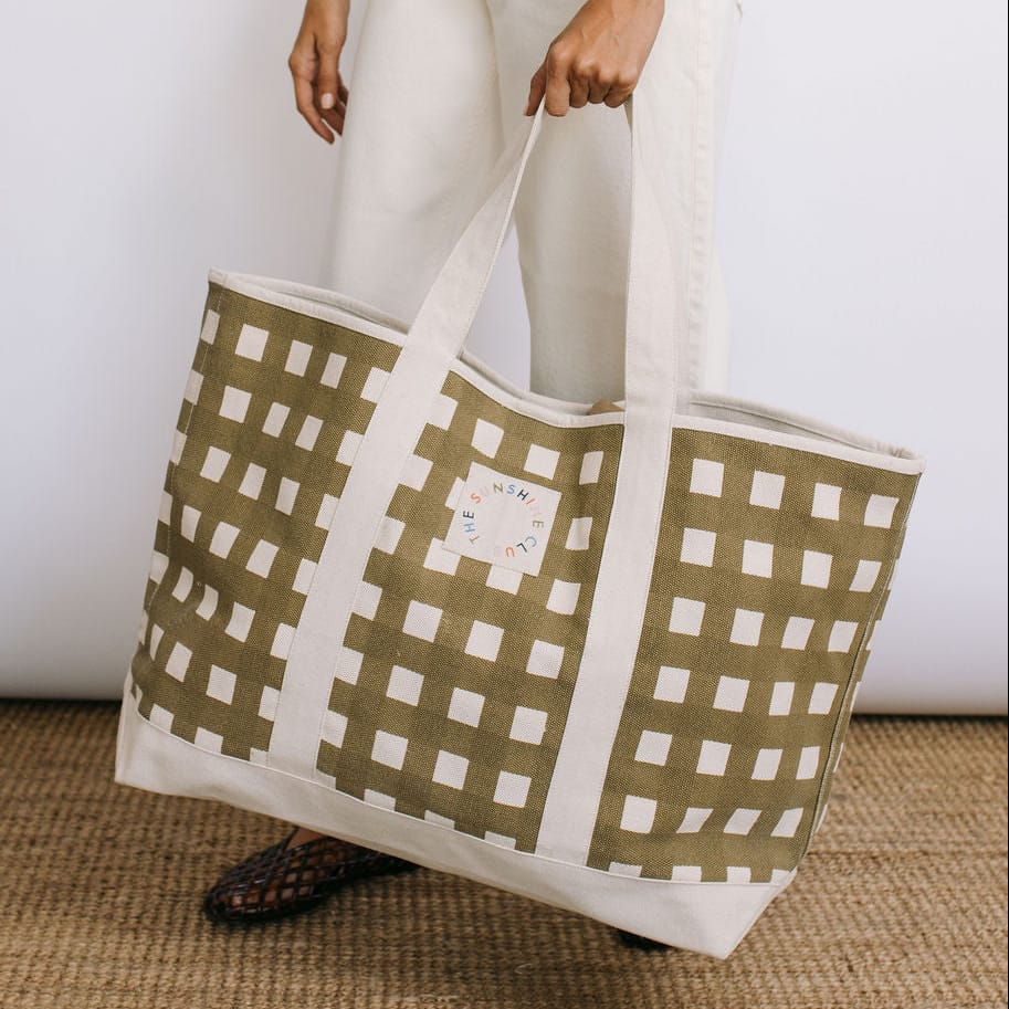 Sunshine Tienda® Painted Gingham Canvas Tote