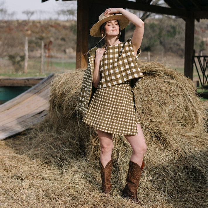 Sunshine Tienda® Painted Gingham Juniper Skort