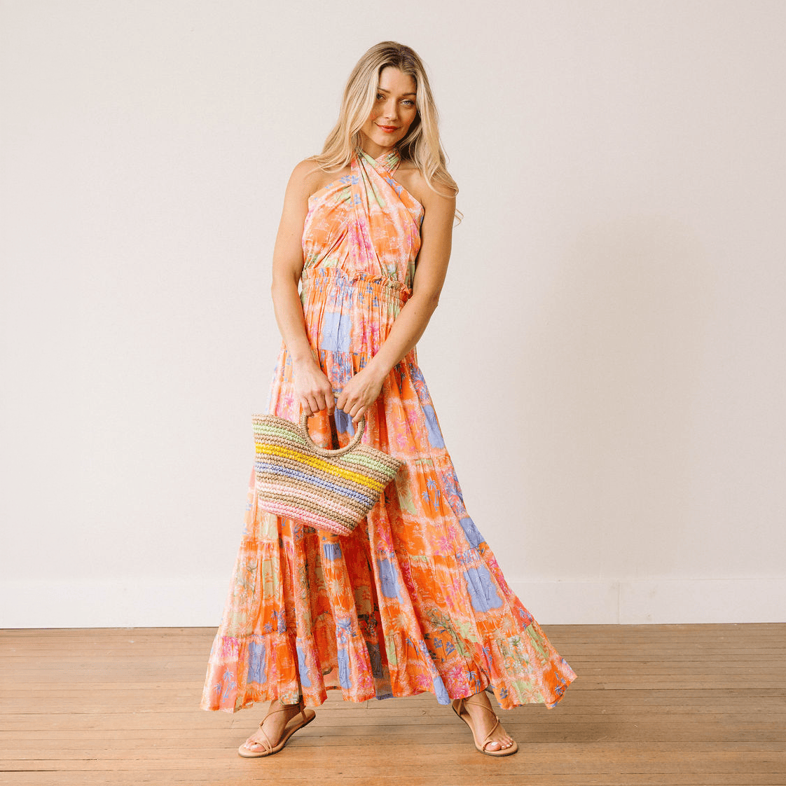 Sunshine Tienda® Patchwork Palm Capri Dress
