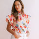 Rainbow Flower Flutter Top