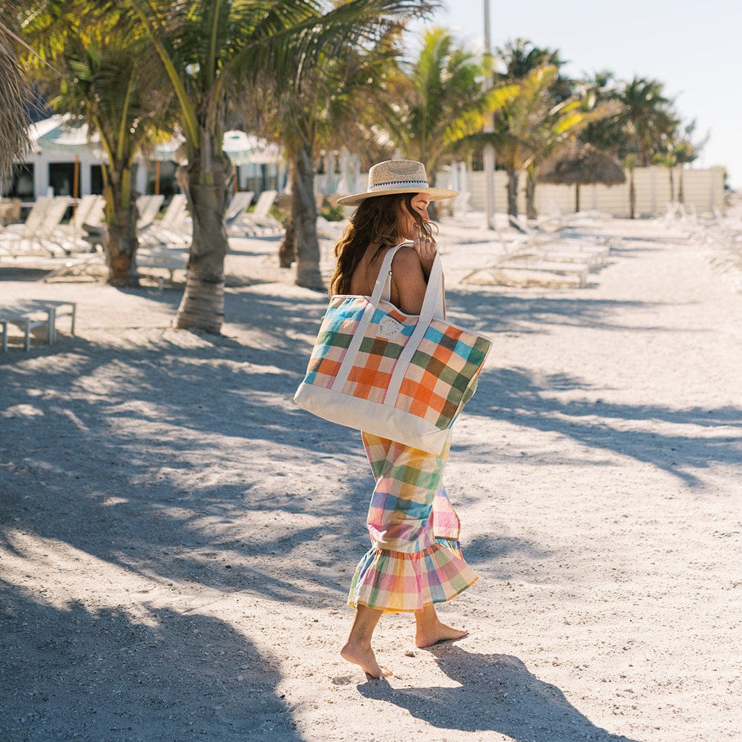 Rainbow Plaid Canvas Tote – Sunshine Tienda®