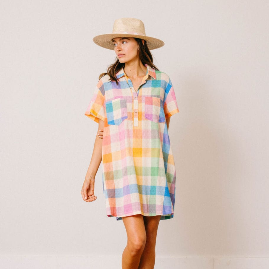 Rainbow Plaid Getaway Mini Dress XL Rainbow Plaid Getaway Mini Dress XL