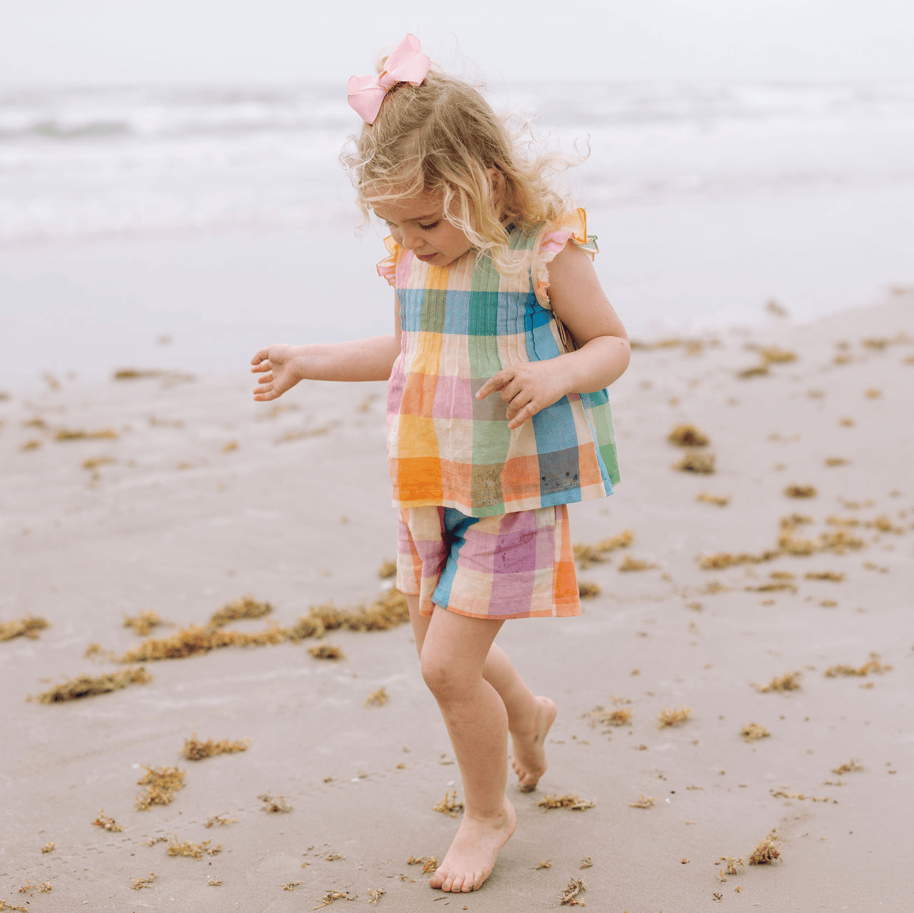 Sunshine Tienda® Rainbow Plaid Kids Dune Short Set