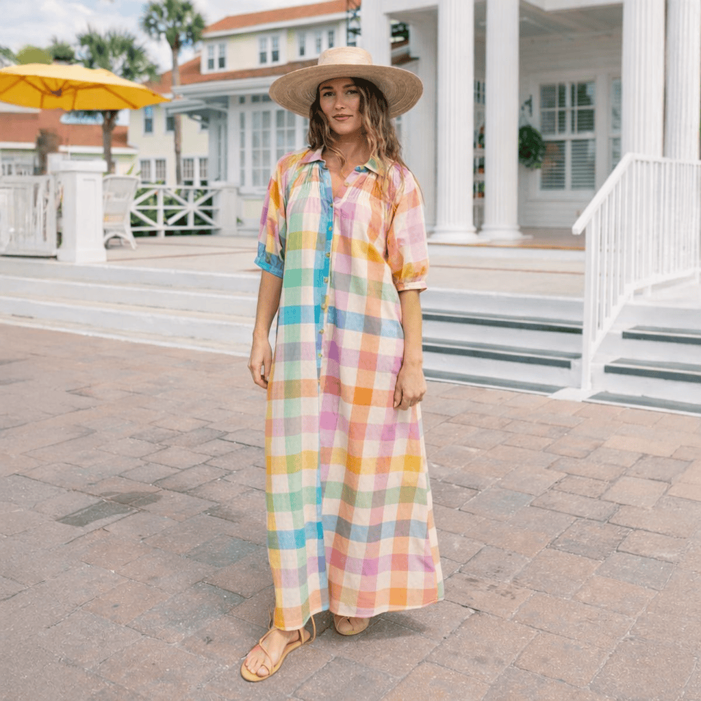 Sunshine Tienda® Rainbow Plaid Oasis Dress