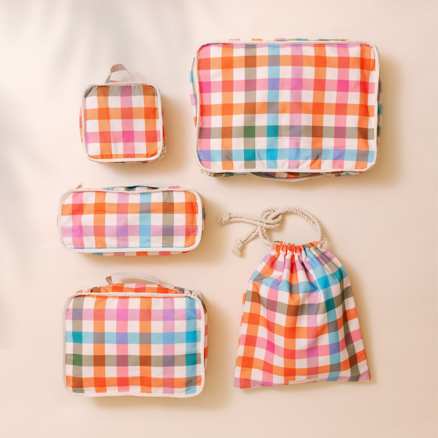 Sunshine Tienda® Rainbow Plaid Packing Cube Set