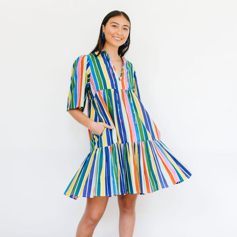 Sunshine Tienda® Rainbow Stripe Bondi Dress