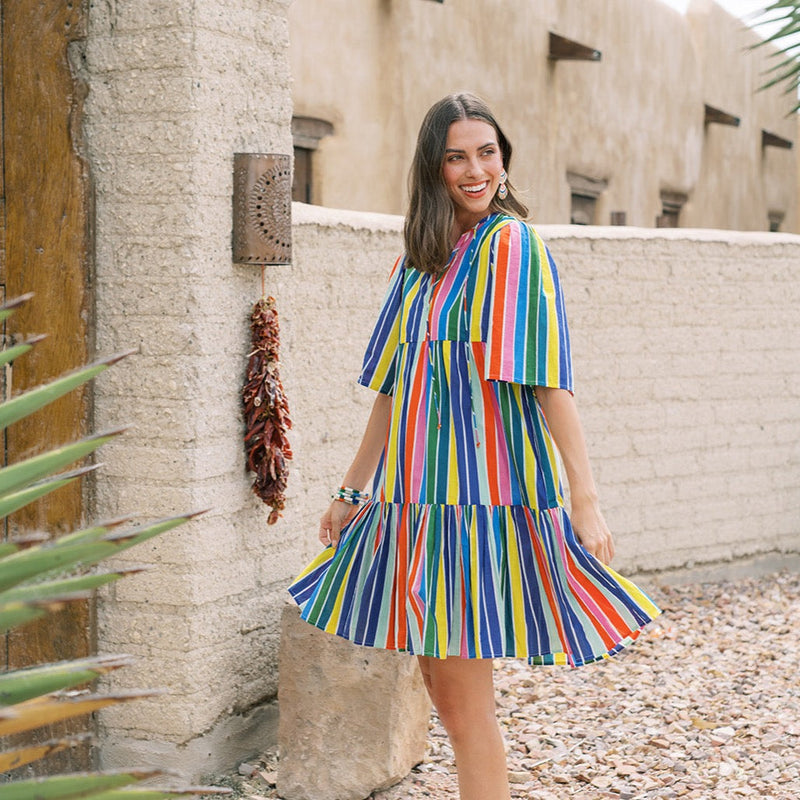 Sunshine Tienda® Rainbow Stripe Bondi Dress