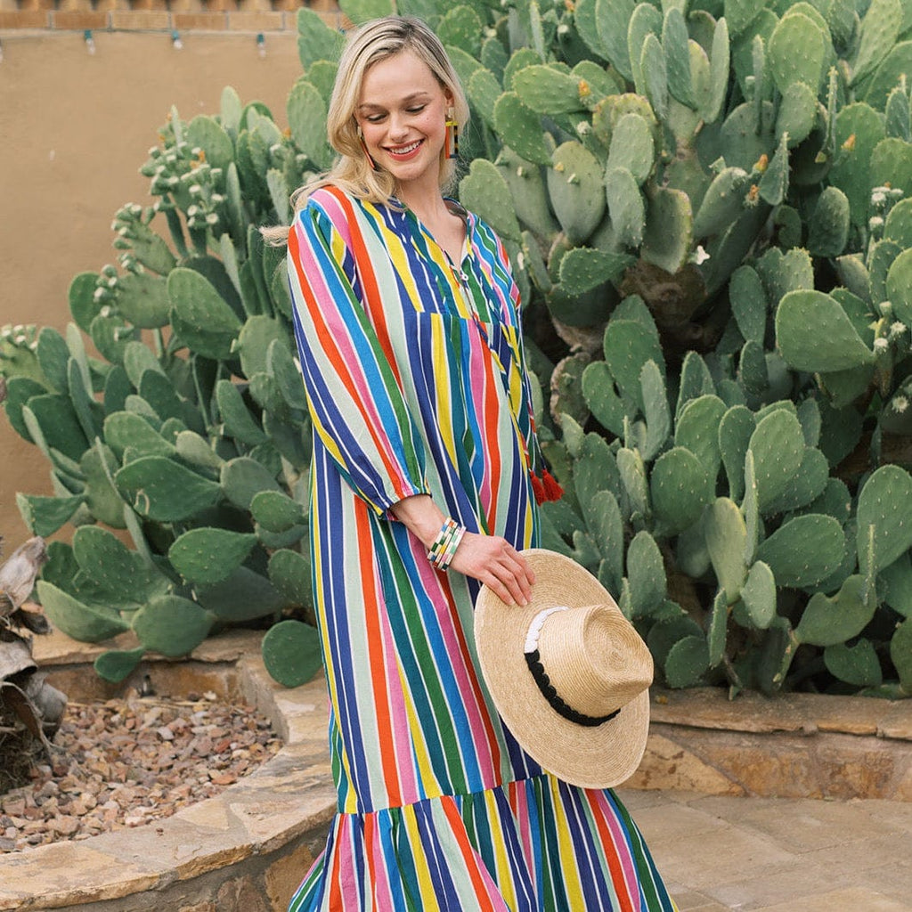 Sunshine Tienda® Rainbow Stripe Copa Dress