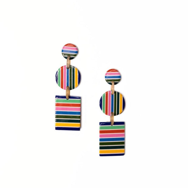 Sunshine Tienda® Rainbow Striped Harbor Earrings