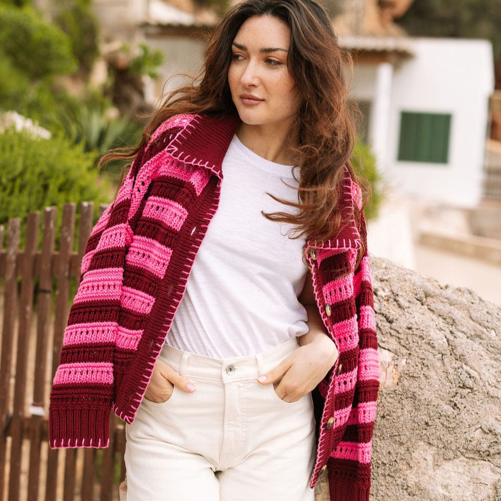 Raspberry Stripe Emery Cardigan – Sunshine Tienda®