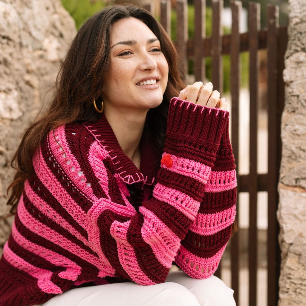 Raspberry Stripe Emery Cardigan – Sunshine Tienda®