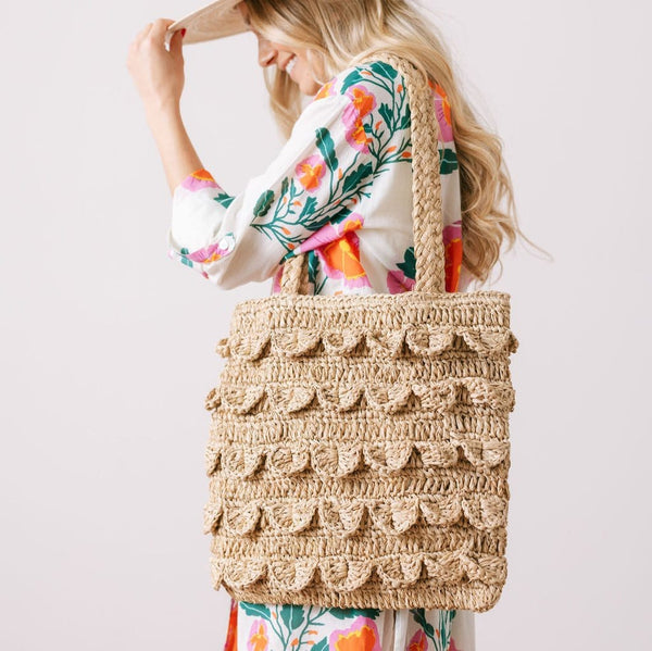 Ruffle Raffia Tote – Sunshine Tienda®