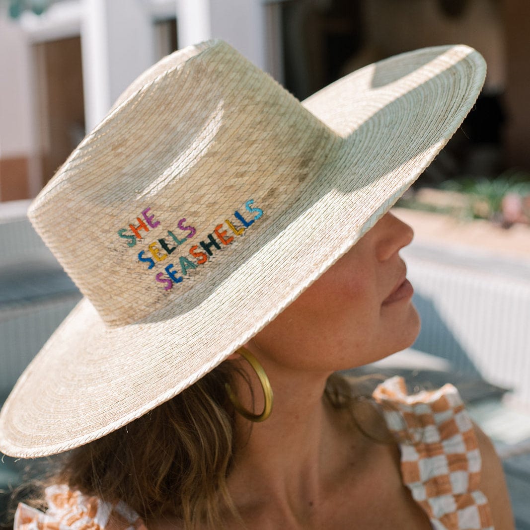 サマーセール◇HarrisTweed Side Shellchair1 She Sells Seashells Palm Hat – Sunshine Tienda®