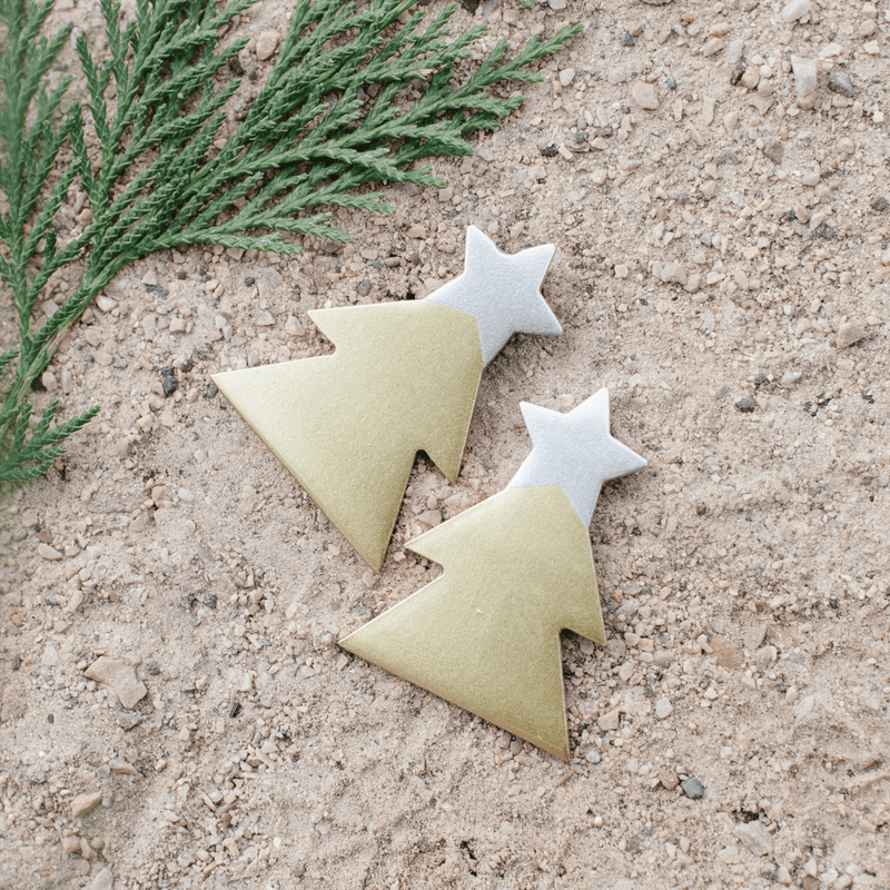 Sunshine Tienda Silver Christmas Tree Horn Earrings