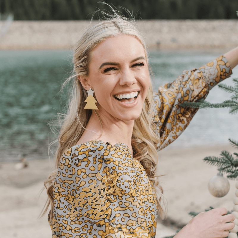 Sunshine Tienda Silver Christmas Tree Horn Earrings