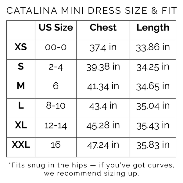 Sunshine Tienda® Tropical Toile Catalina Mini Dress #sizechart