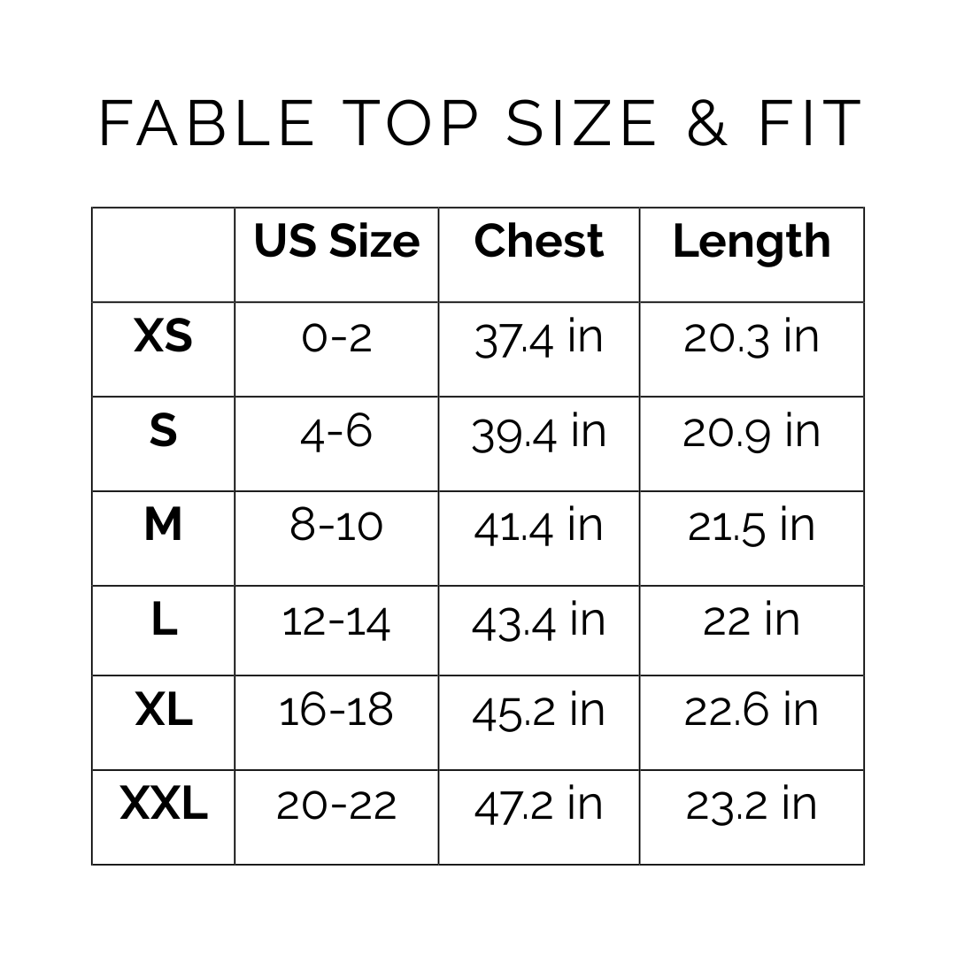 Sunshine Tienda® Vintage Stripe Fable Top #sizechart