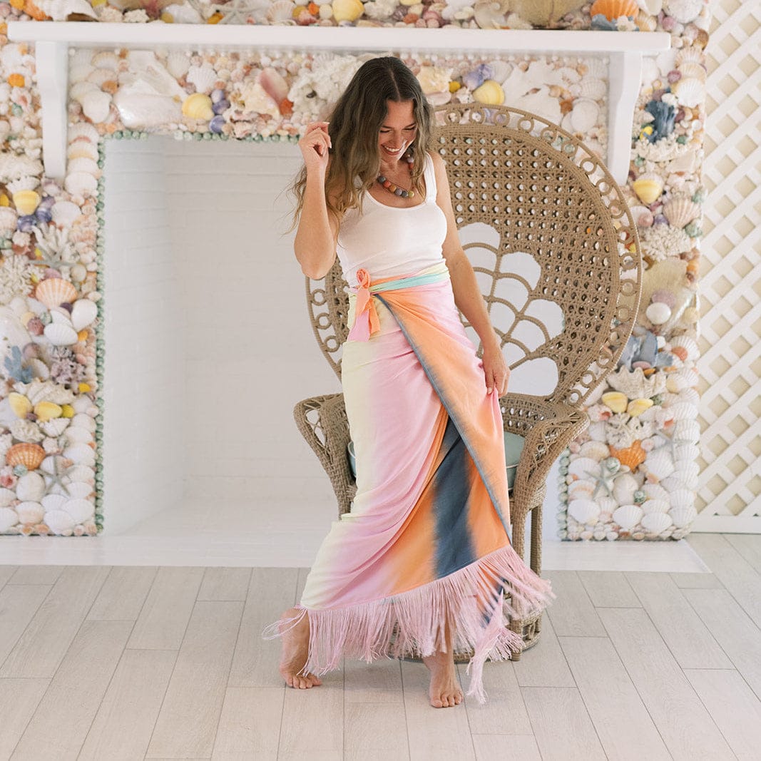 Sunshine Tienda® Watercolor Ruby Fringe Sarong