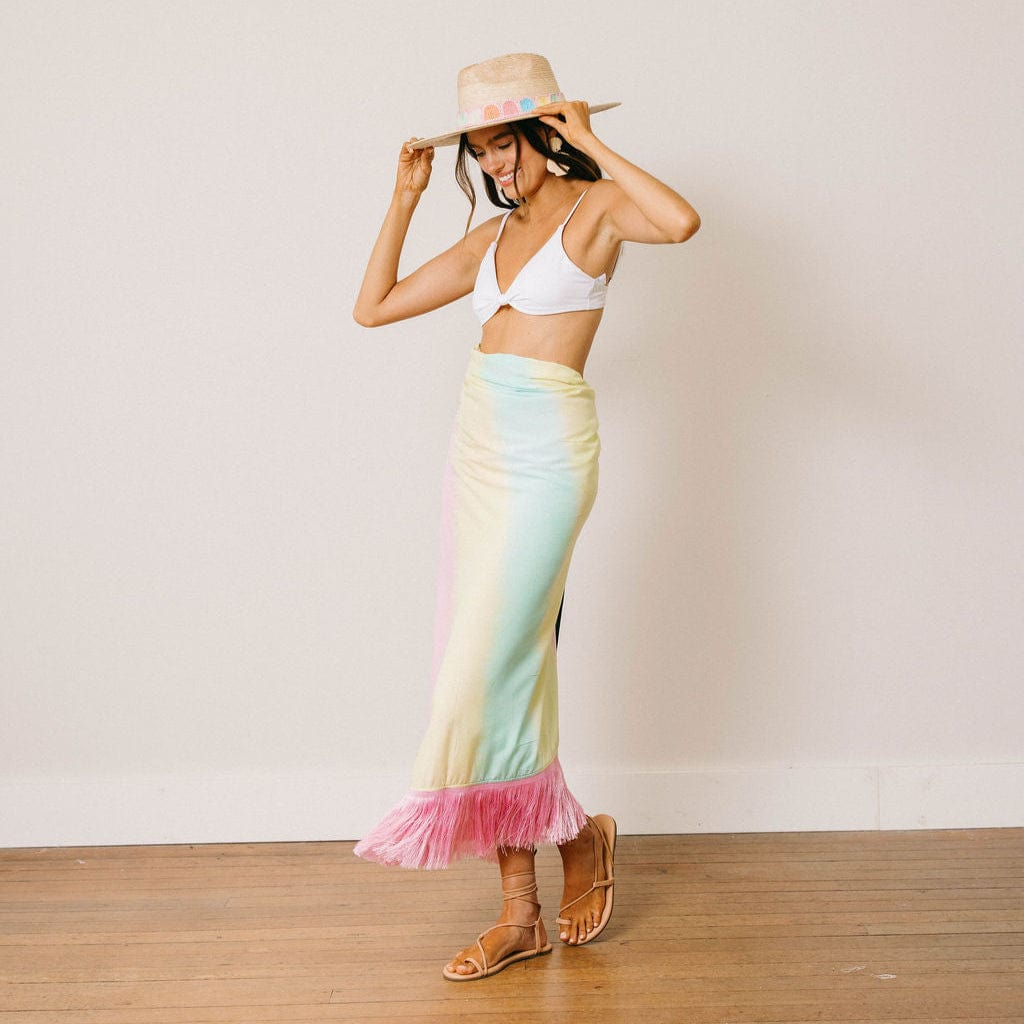 Sunshine Tienda® Watercolor (Tie-Dye) Ruby Fringe Sarong