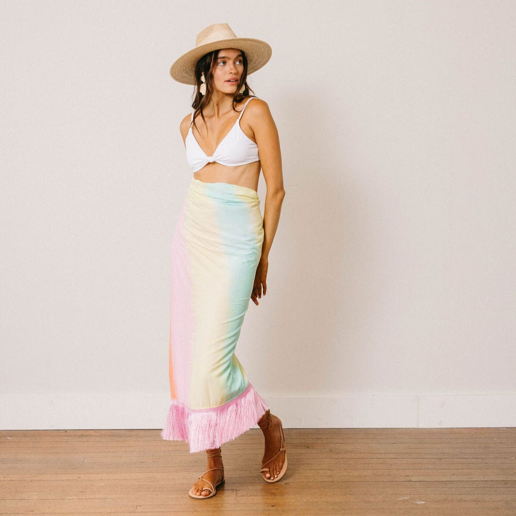 Sunshine Tienda® Watercolor (Tie-Dye) Ruby Fringe Sarong