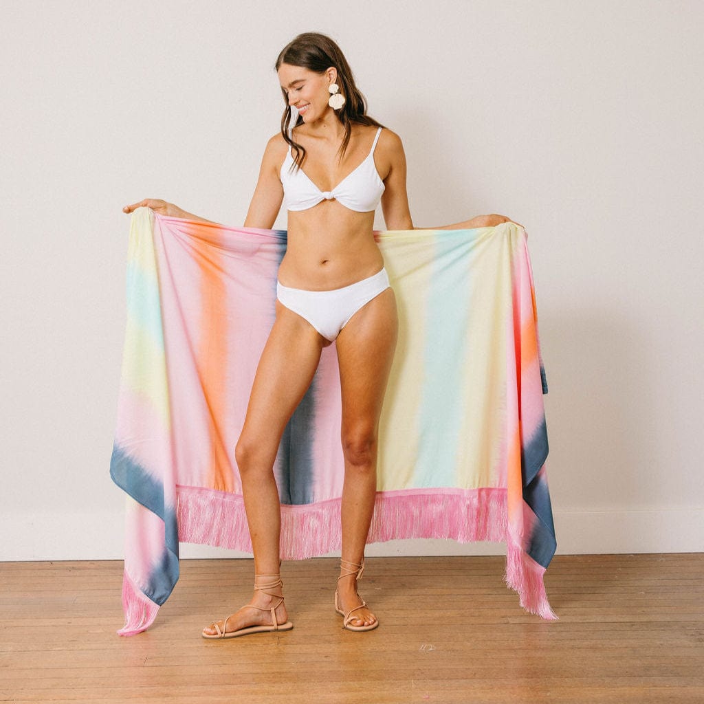 Sunshine Tienda® Watercolor (Tie-Dye) Ruby Fringe Sarong