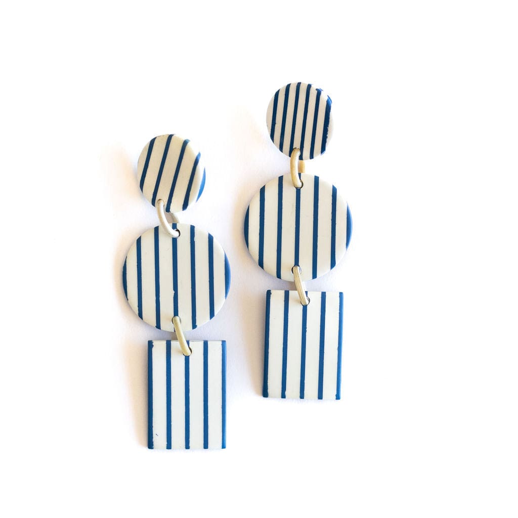 Sunshine Tienda® Blue Stripe Harbor Earrings