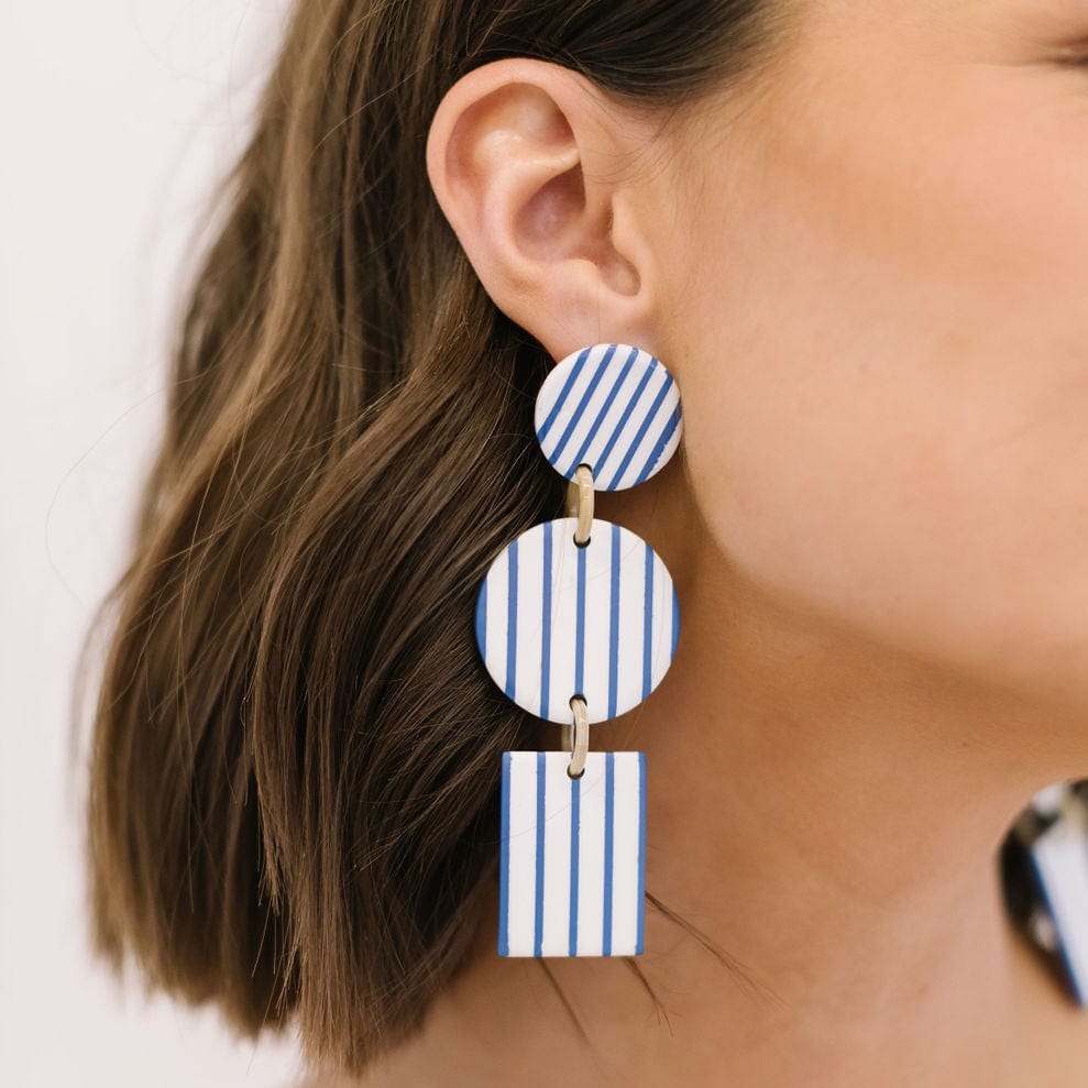 Sunshine Tienda® Blue Stripe Harbor Earrings