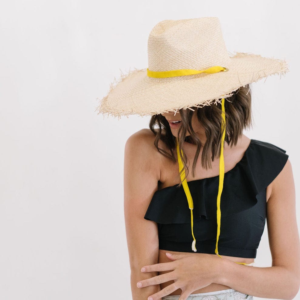 Sunshine Tienda Elisabeth Wide Brimmed Palm Fringe Hat