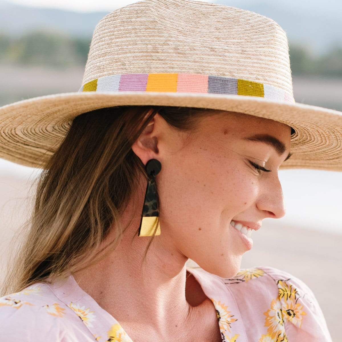 Dipped Tortoise Triangle Earrings