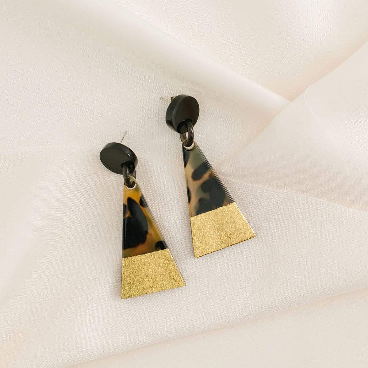 Sunshine Tienda Gold Dipped Tortoise Triangle Earrings