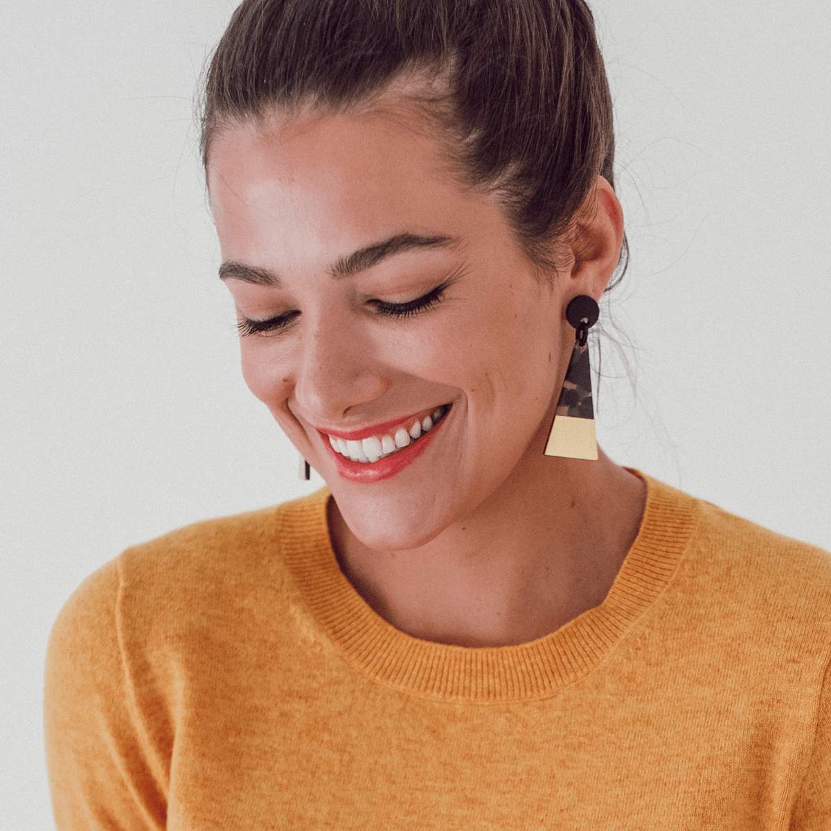 Sunshine Tienda Gold Dipped Tortoise Triangle Earrings