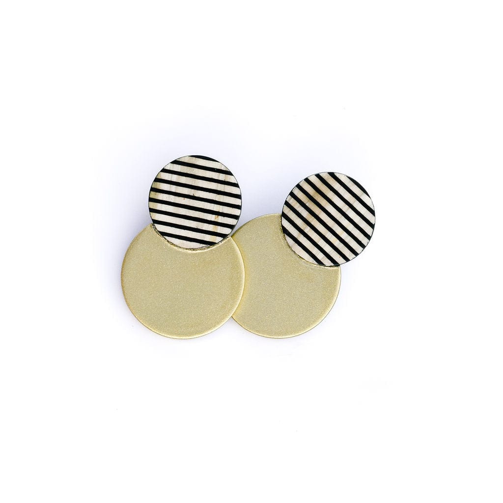 Sunshine Tienda® Gold Tuxedo Stripe Circle Earrings