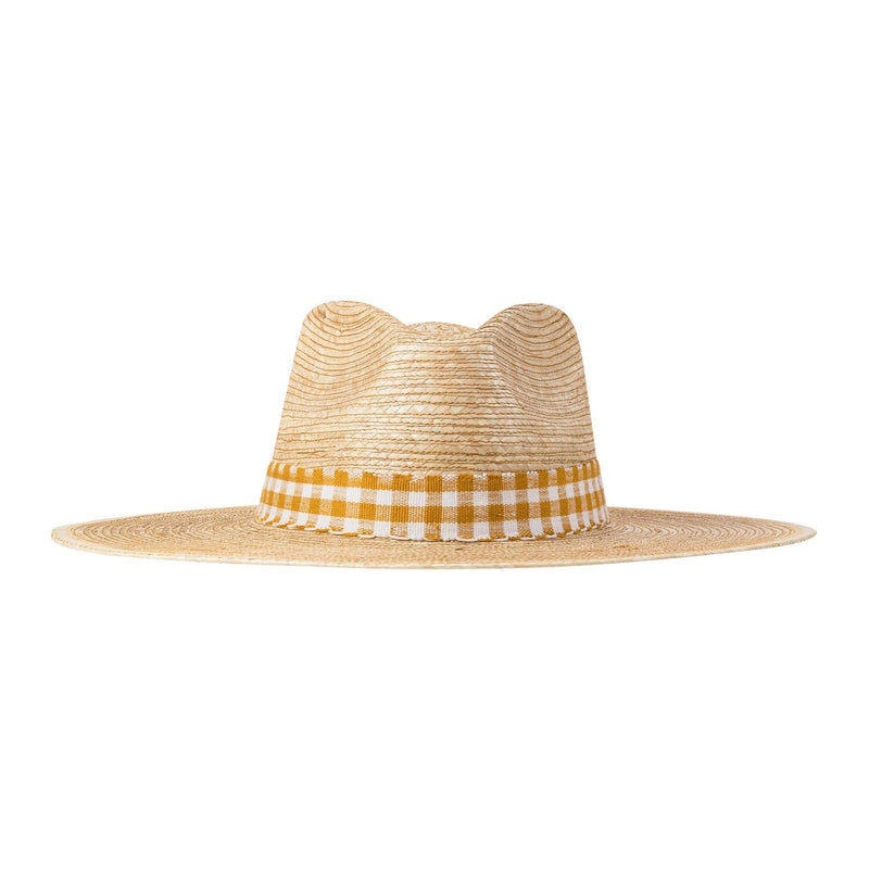 Sunshine Tienda Lidia Mustard Gingham Palm Hat