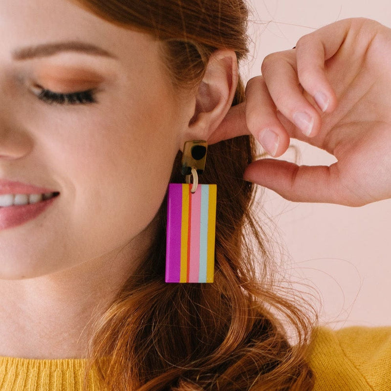 Sunshine Tienda® Magenta Rainbow Cabana Earrings